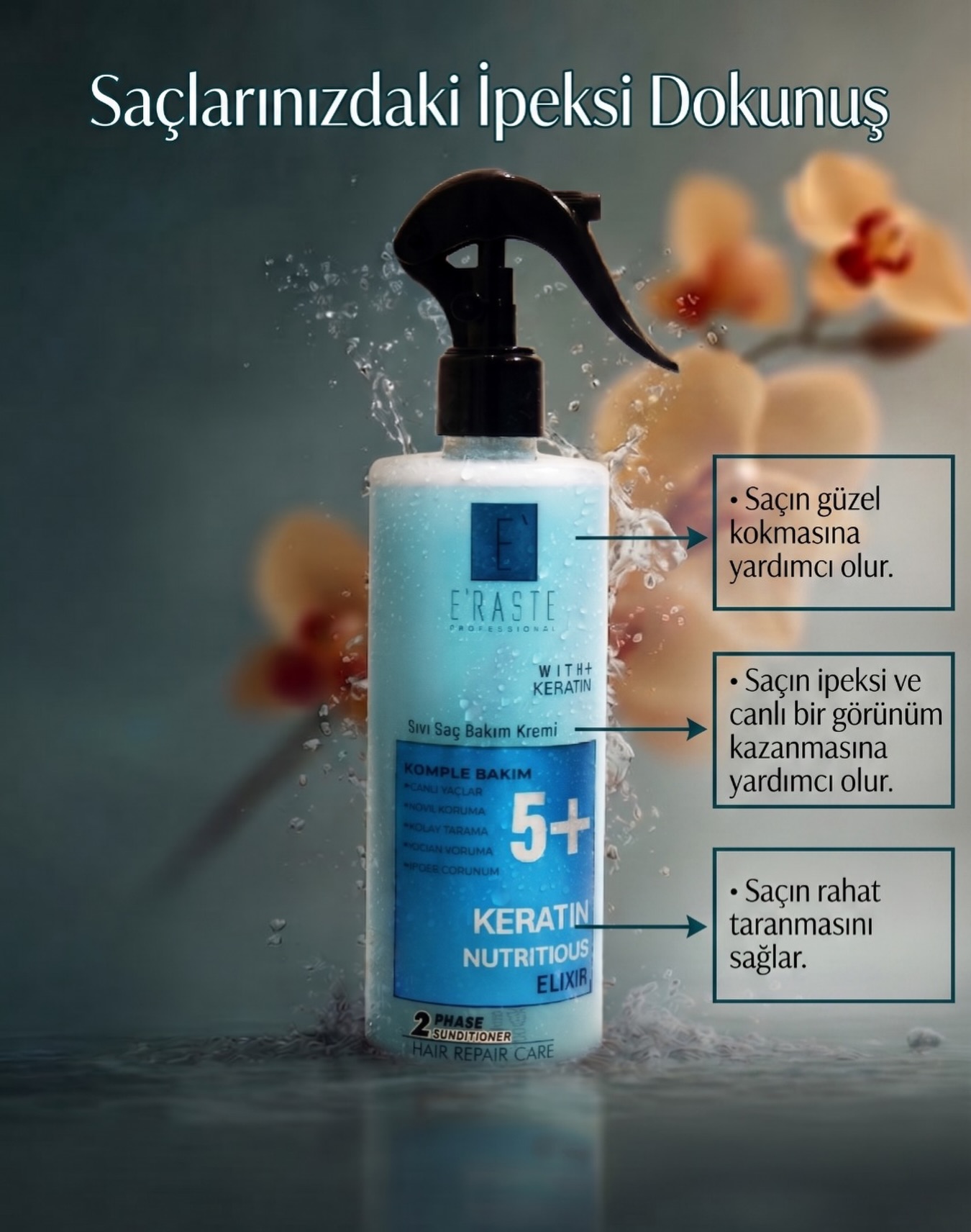 Eraste Keratin Nutritious Elixir sıvı saç bakım kremi